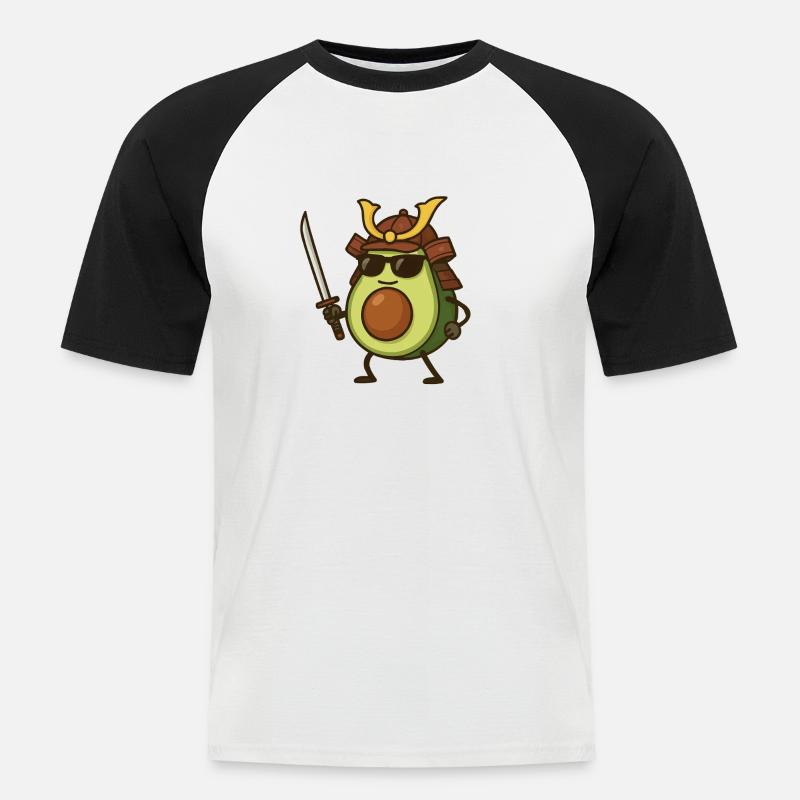 Avocado Samurai - Men's Baseball T-Shirt - white/black