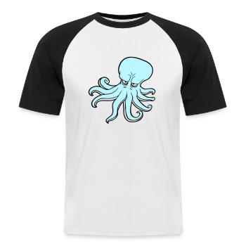 Oktopus Kraken Tintenfisch Kopffüßer Böser Blick - Männer Baseball-T-Shirt - Weiß/Schwarz - Vorne - Nik (191cm)