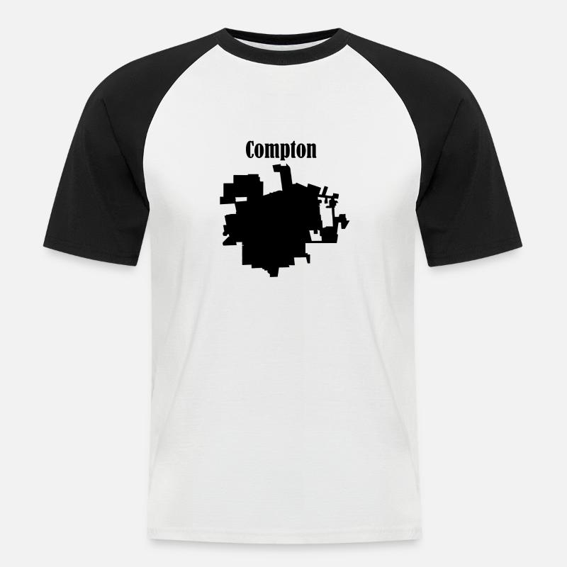 Compton Schwarz - Männer Baseball-T-Shirt - Weiß/Schwarz