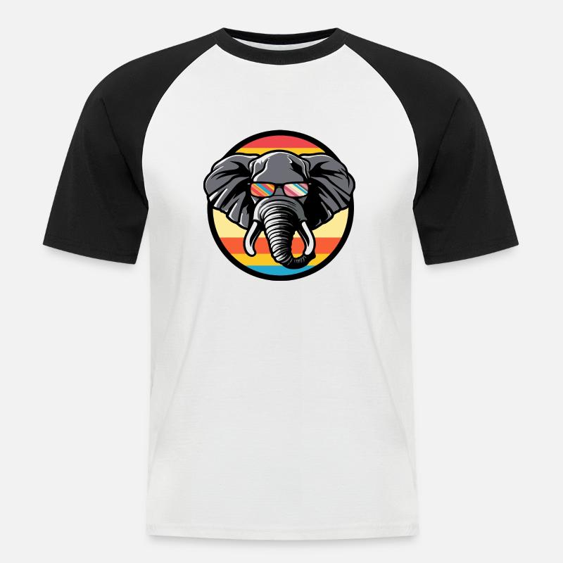 Elephant Comic Cool - Men's Baseball T-Shirt - white/black