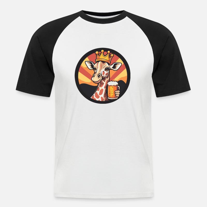 Giraffe Bier - Männer Baseball-T-Shirt - Weiß/Schwarz