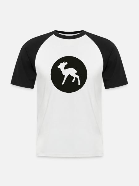 Reh (negativ) - Männer Baseball-T-Shirt - Weiß/Schwarz