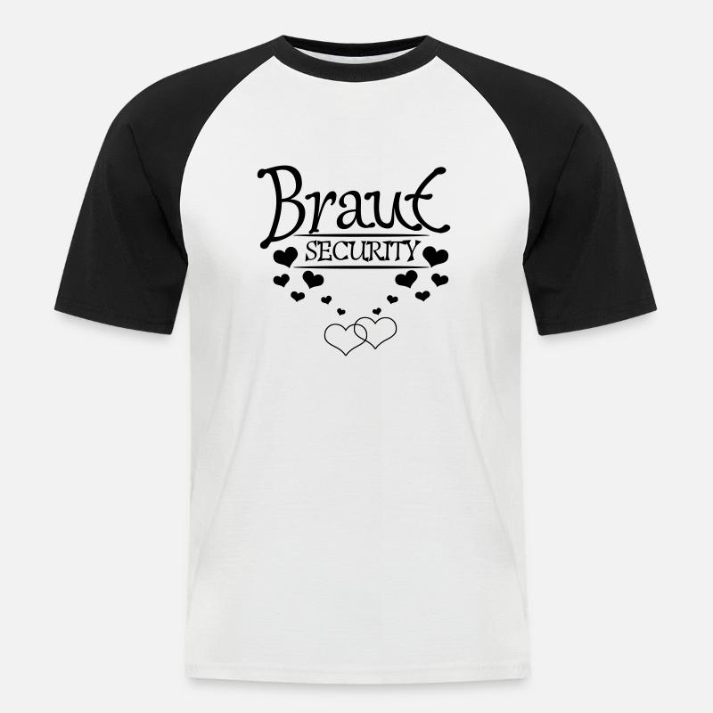 Braut Security mit Herzchen - Männer Baseball-T-Shirt - Weiß/Schwarz