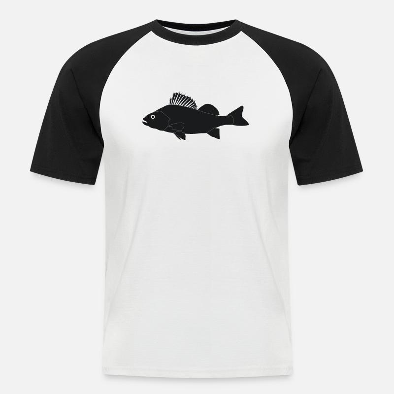 Barsch_schwarz_vollformat - Männer Baseball-T-Shirt - Weiß/Schwarz