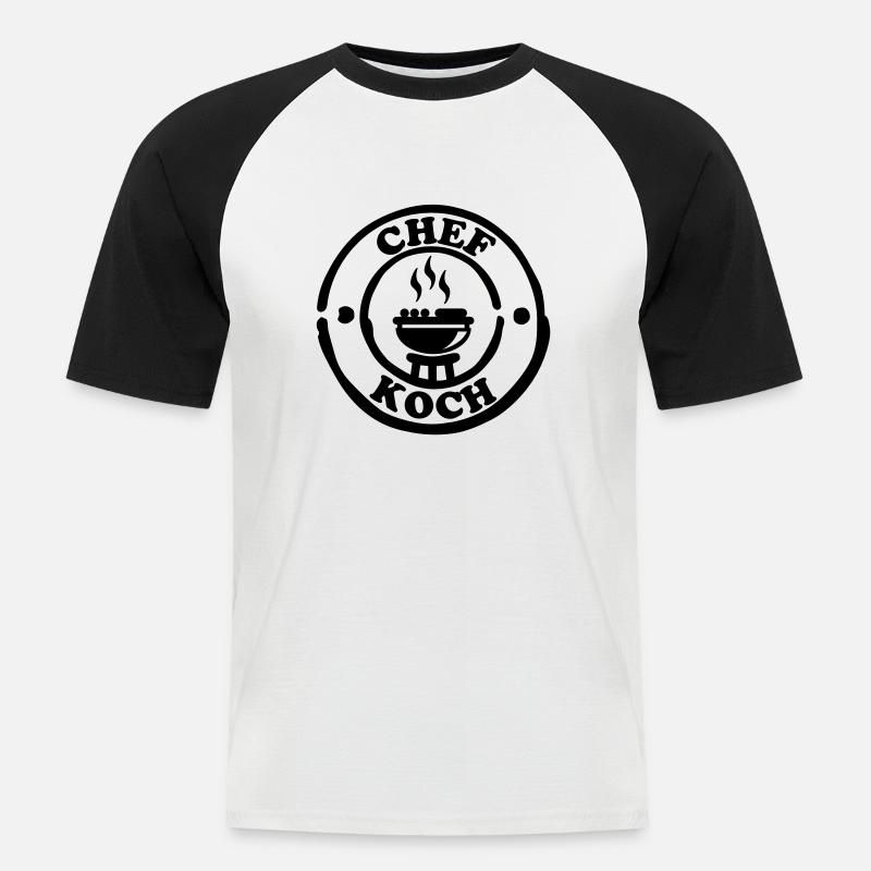 chef_koch__f1 - Männer Baseball-T-Shirt - Weiß/Schwarz