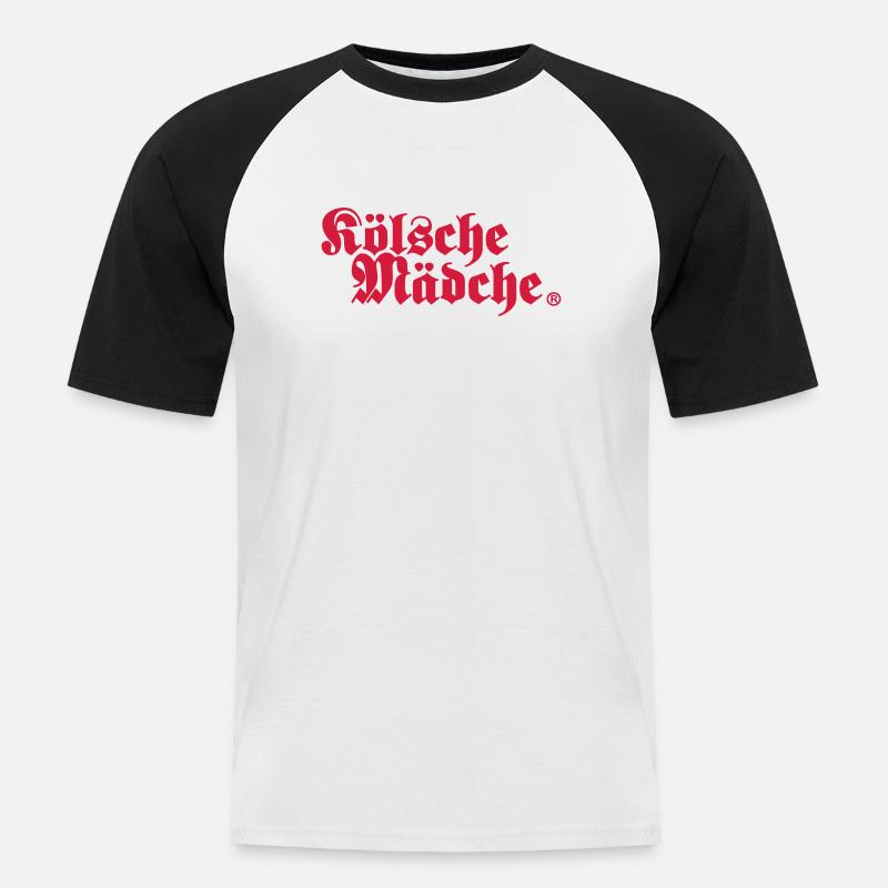 Kölsche Mädche - Cities - Männer Baseball-T-Shirt - Weiß/Schwarz