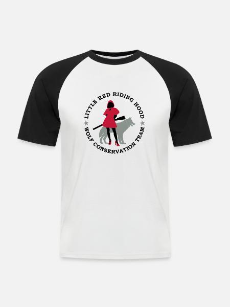 Wolf conservation team - Men's Baseball T-Shirt - white/black