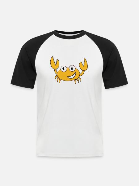 Krebs - Männer Baseball-T-Shirt - Weiß/Schwarz