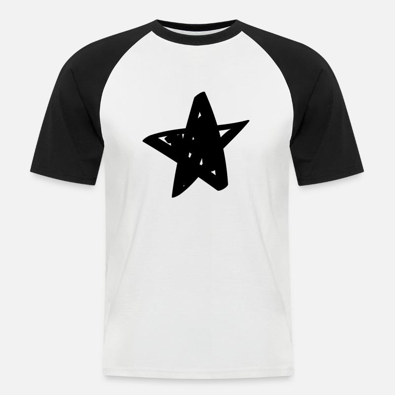 Comic Stern/Sterne - gemalt, gezeichnet, Comicstil - Männer Baseball-T-Shirt - Weiß/Schwarz