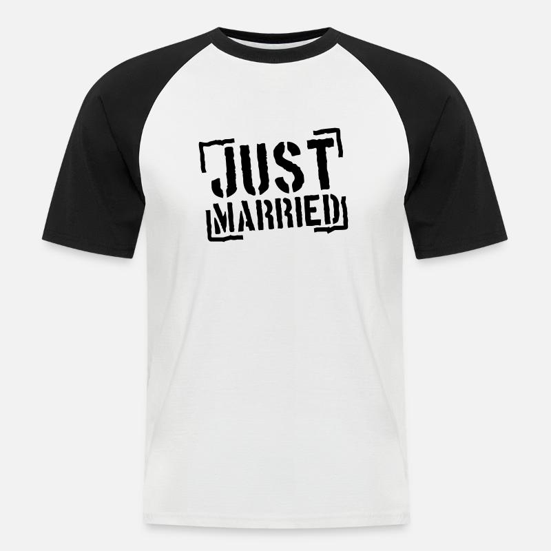Just Married Stamp Design - Männer Baseball-T-Shirt - Weiß/Schwarz