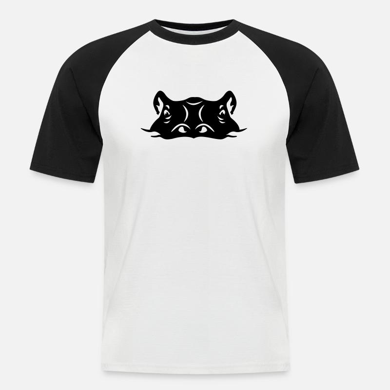 Nilpferd - Männer Baseball-T-Shirt - Weiß/Schwarz