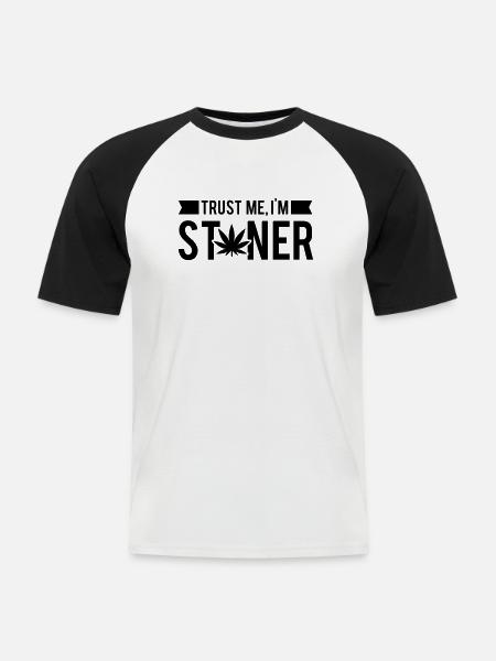 trust_me_im_stoner__1_f1 - Männer Baseball-T-Shirt - Weiß/Schwarz