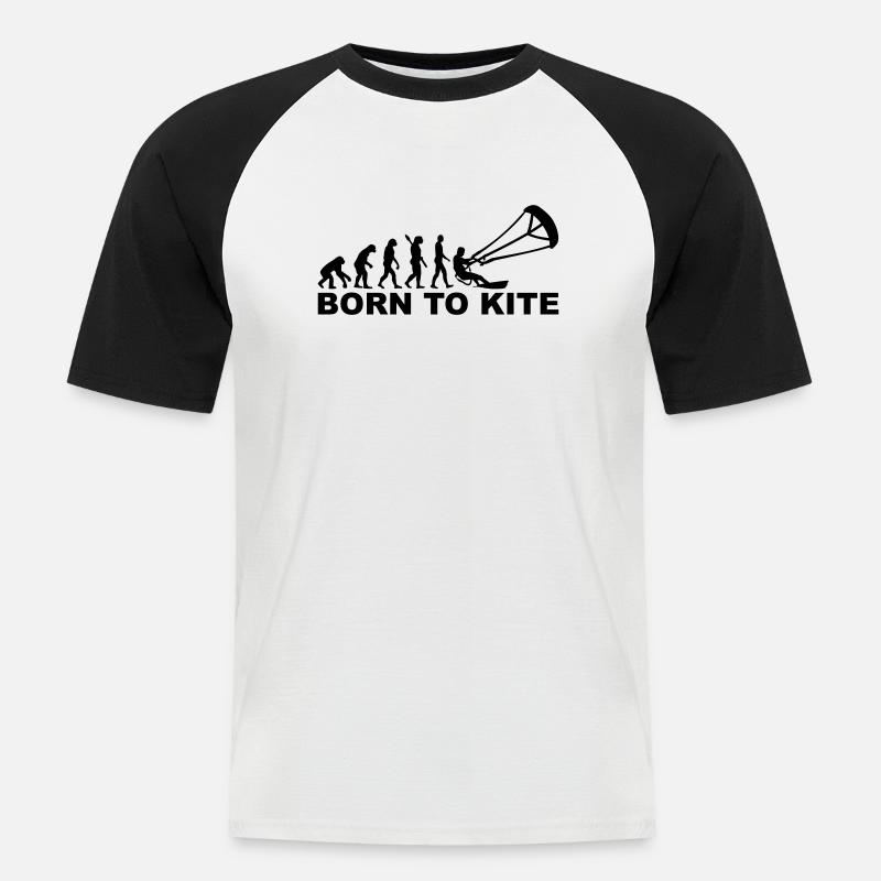 Evolution Born to Kite - Men's Baseball T-Shirt - white/black