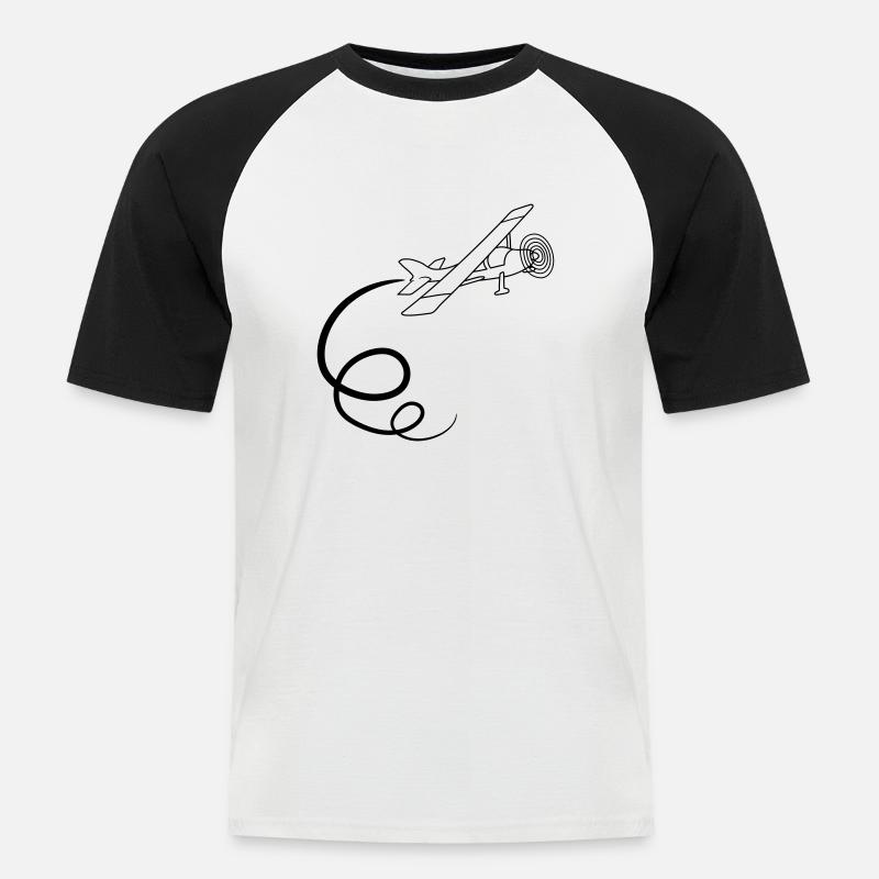 looping kunstflug kunstflieger propeller kleinflug - Männer Baseball-T-Shirt - Weiß/Schwarz