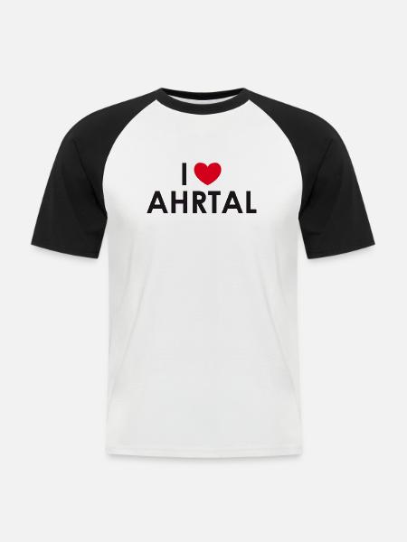I LOVE AHRTAL - Männer Baseball-T-Shirt - Weiß/Schwarz