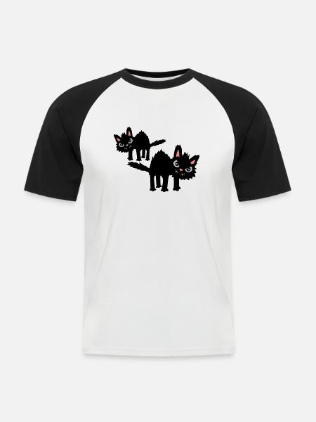 Team funny cats - Men's Baseball T-Shirt - white/black