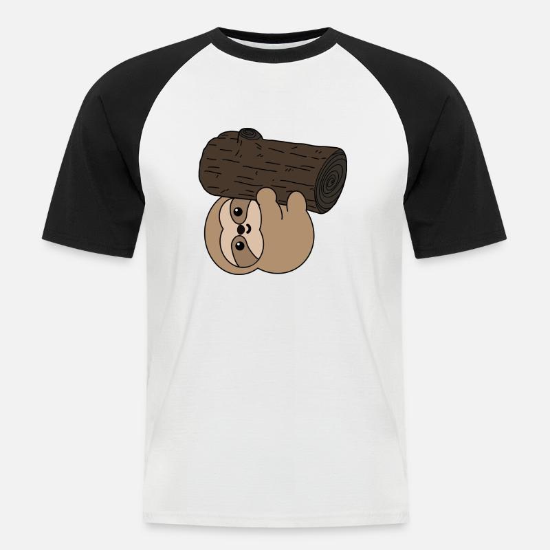 Faultier - Männer Baseball-T-Shirt - Weiß/Schwarz