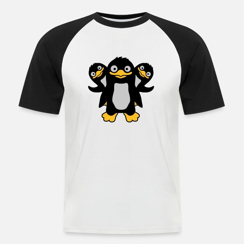 3 lustige Pinguin Freunde - Männer Baseball-T-Shirt - Weiß/Schwarz