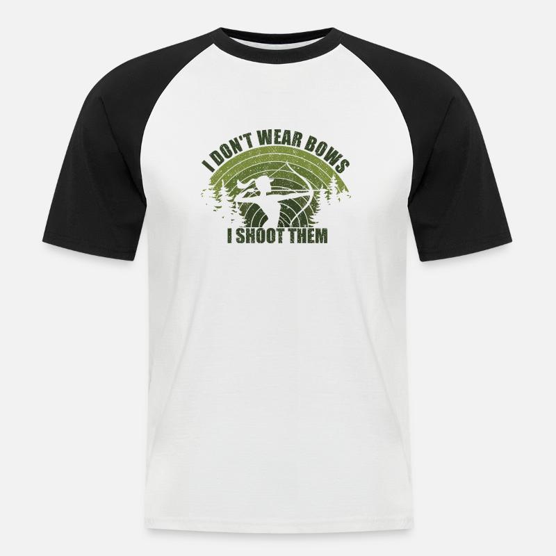 Bogenschießen Bogenjagd Bogenjägerin Mädchen - Männer Baseball-T-Shirt - Weiß/Schwarz