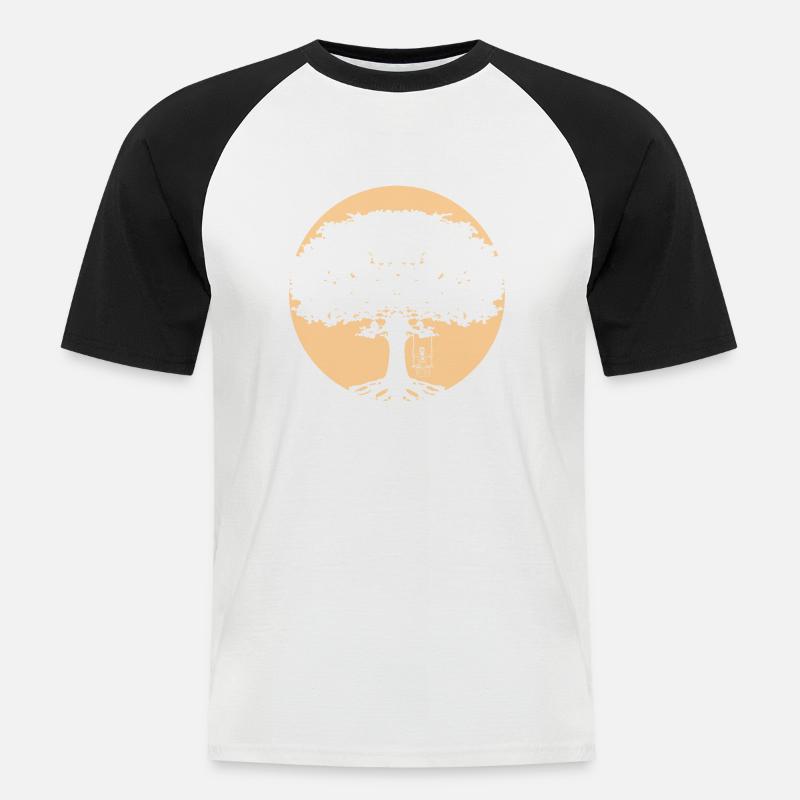 Mädchen schaukelt am Baum - Männer Baseball-T-Shirt - Weiß/Schwarz