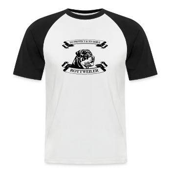 Pour protéger et servir Rottweiler - T-shirt baseball manches courtes Homme - blanc/noir - Devant - Nik (191cm)