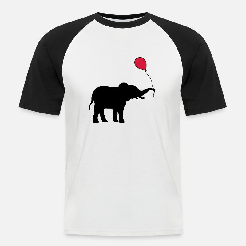 Roter Luftballon Elefant Geschenk - Männer Baseball-T-Shirt - Weiß/Schwarz
