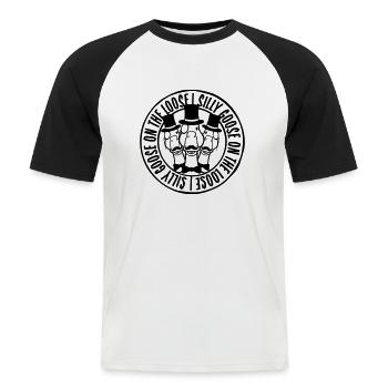 goose on the loose - Männer Baseball-T-Shirt - Weiß/Schwarz - Vorne - Nik (191cm)
