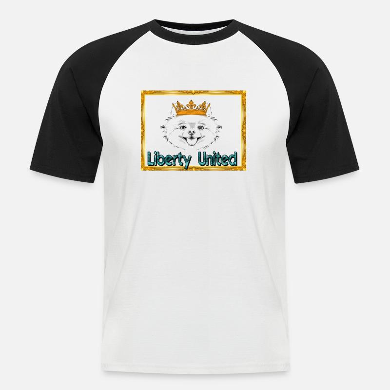 Zwergspitz, Liberty united, Asseccoires, Pullover - Männer Baseball-T-Shirt - Weiß/Schwarz