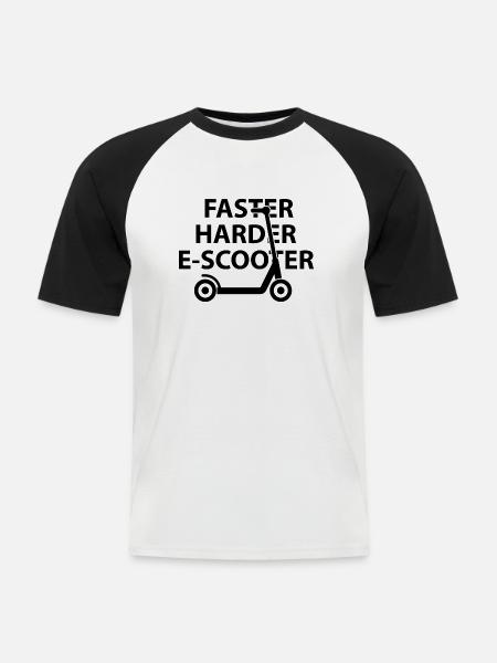 E-Scooter E-Roller Scooter - Männer Baseball-T-Shirt - Weiß/Schwarz