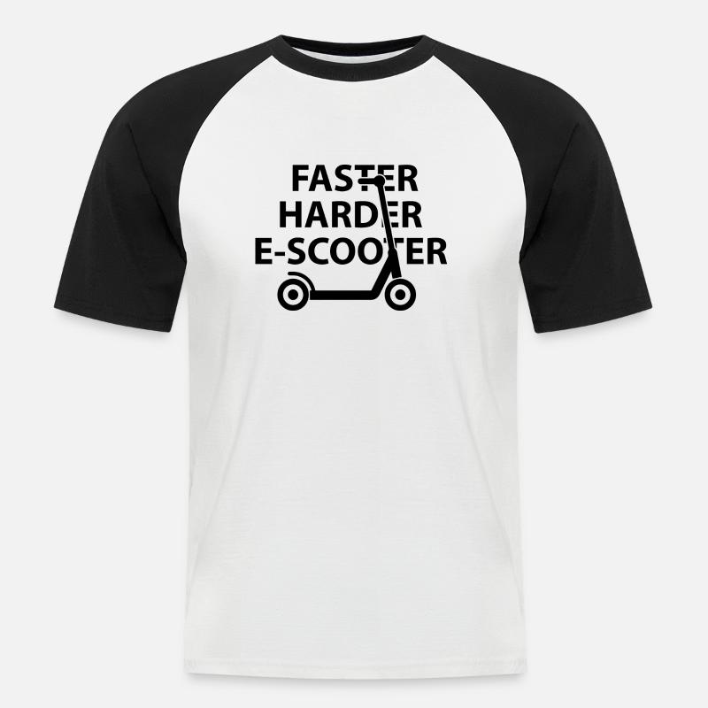 E-Scooter E-Roller Scooter - Männer Baseball-T-Shirt - Weiß/Schwarz