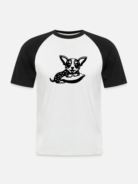 DOG CAT PET - Männer Baseball-T-Shirt - Weiß/Schwarz