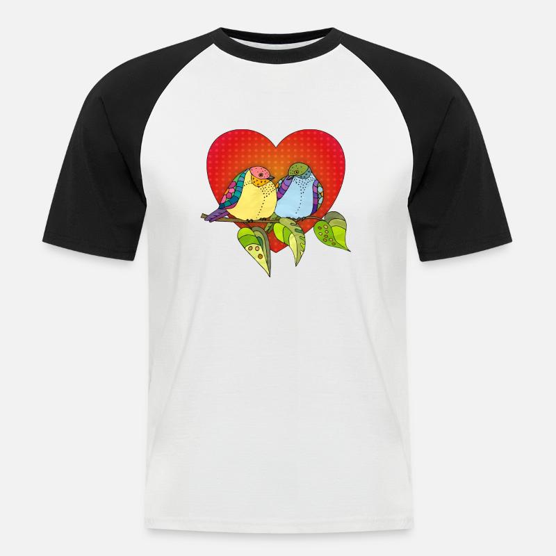 Vögel - Männer Baseball-T-Shirt - Weiß/Schwarz