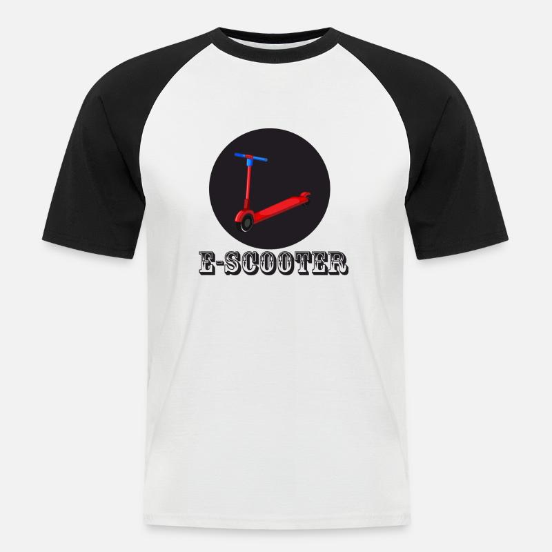 E-Scooter Roller Scooter - Männer Baseball-T-Shirt - Weiß/Schwarz