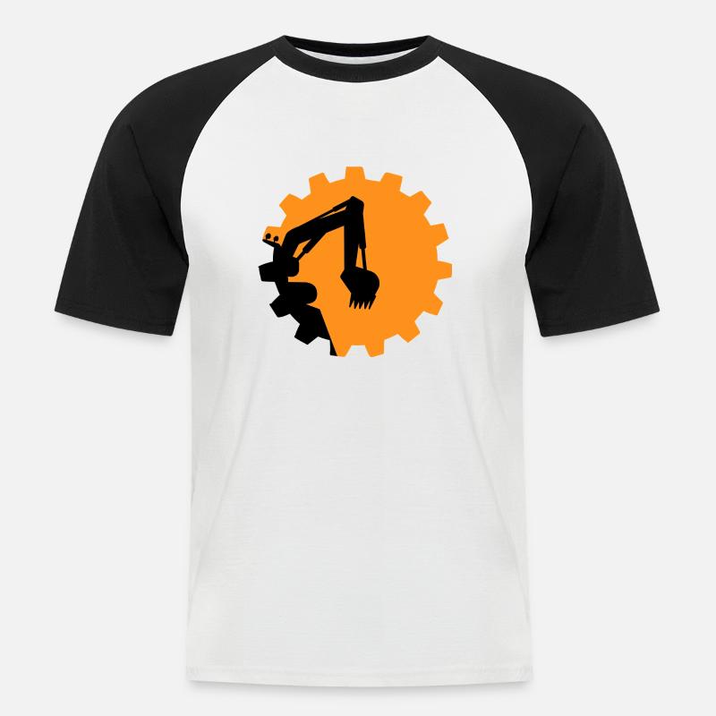 Bagger Baggerschaufel Baggerfahrer Baustelle - Männer Baseball-T-Shirt - Weiß/Schwarz
