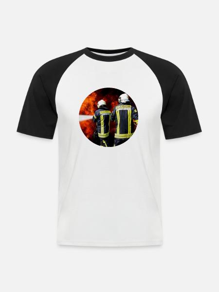 Brandbekämpfung - Männer Baseball-T-Shirt - Weiß/Schwarz