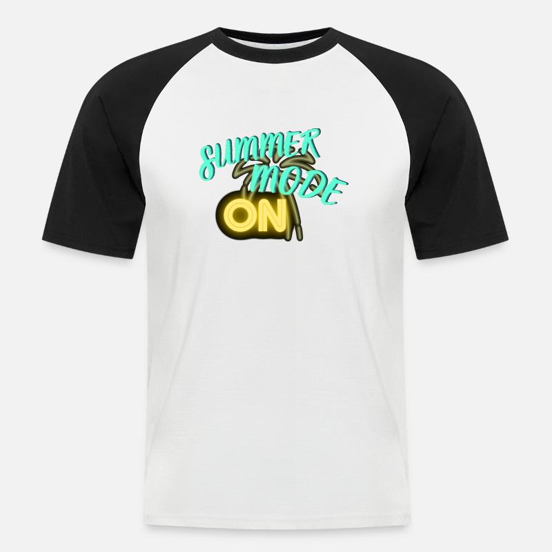 Sommermodus EIN - Männer Baseball-T-Shirt - Weiß/Schwarz