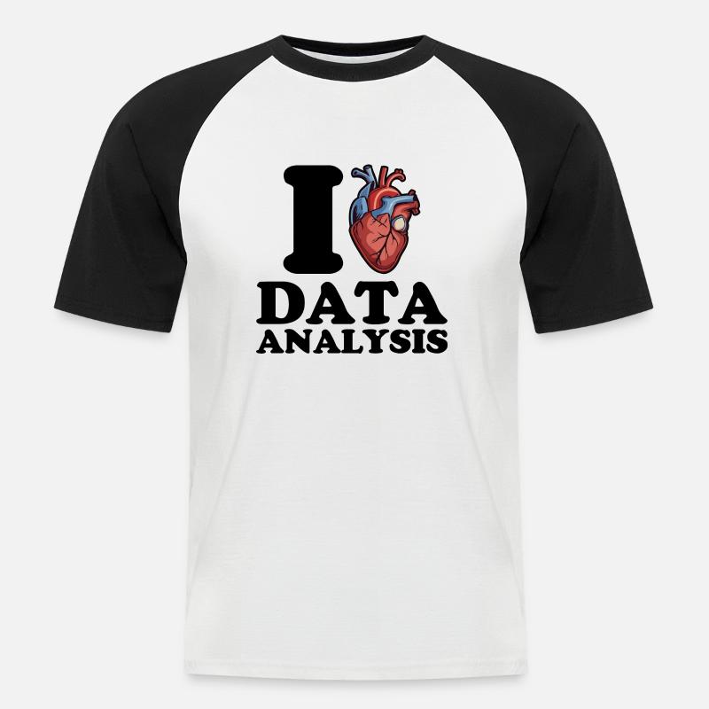 Ich liebe Datenanalyse - Männer Baseball-T-Shirt - Weiß/Schwarz