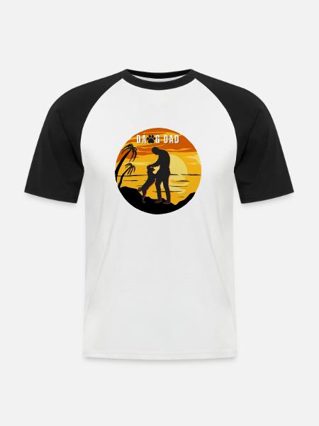Dawg Dad Sunset Design - Men's Baseball T-Shirt - white/black