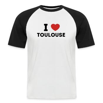I Love with Heart Toulouse - Men's Baseball T-Shirt - white/black - Front - Nik (191cm)