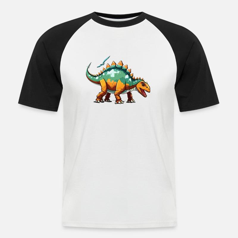 Friendly Stegosaurus - Men's Baseball T-Shirt - white/black