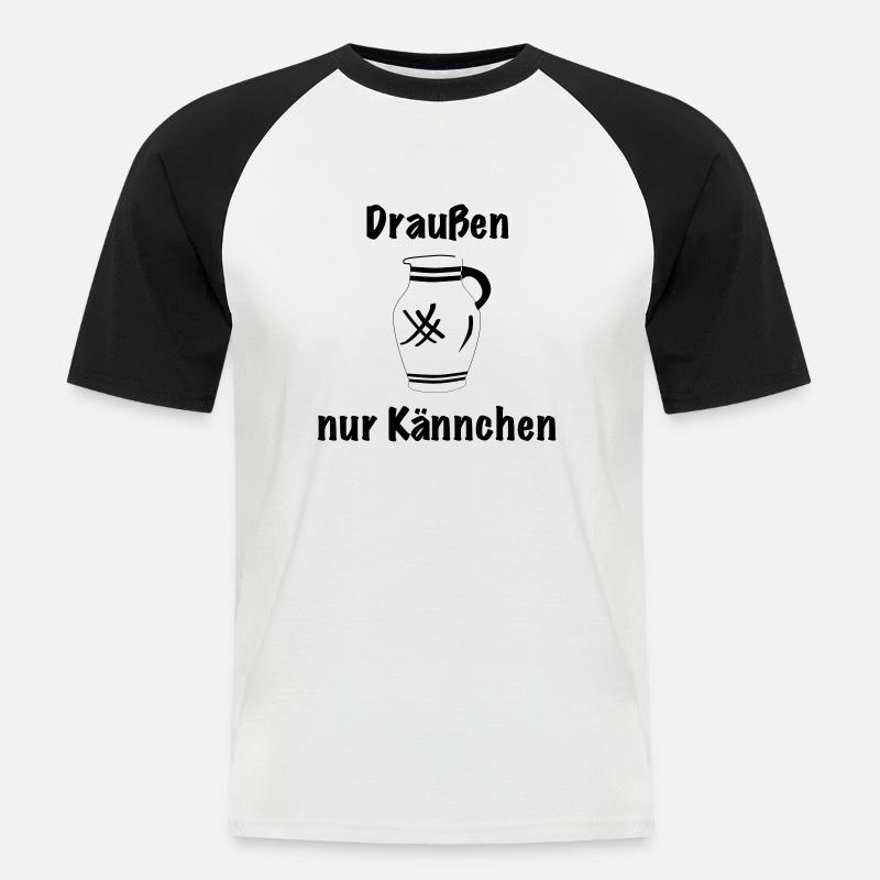 Draussen nur Kännchen #BembelDesigns #FFM - Männer Baseball-T-Shirt - Weiß/Schwarz