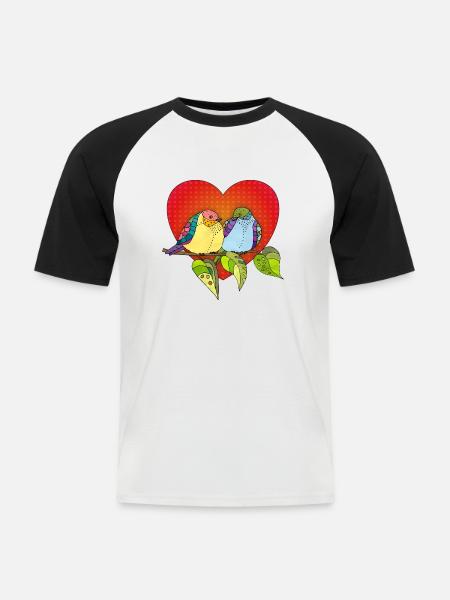 Bunte Vögel - Männer Baseball-T-Shirt - Weiß/Schwarz