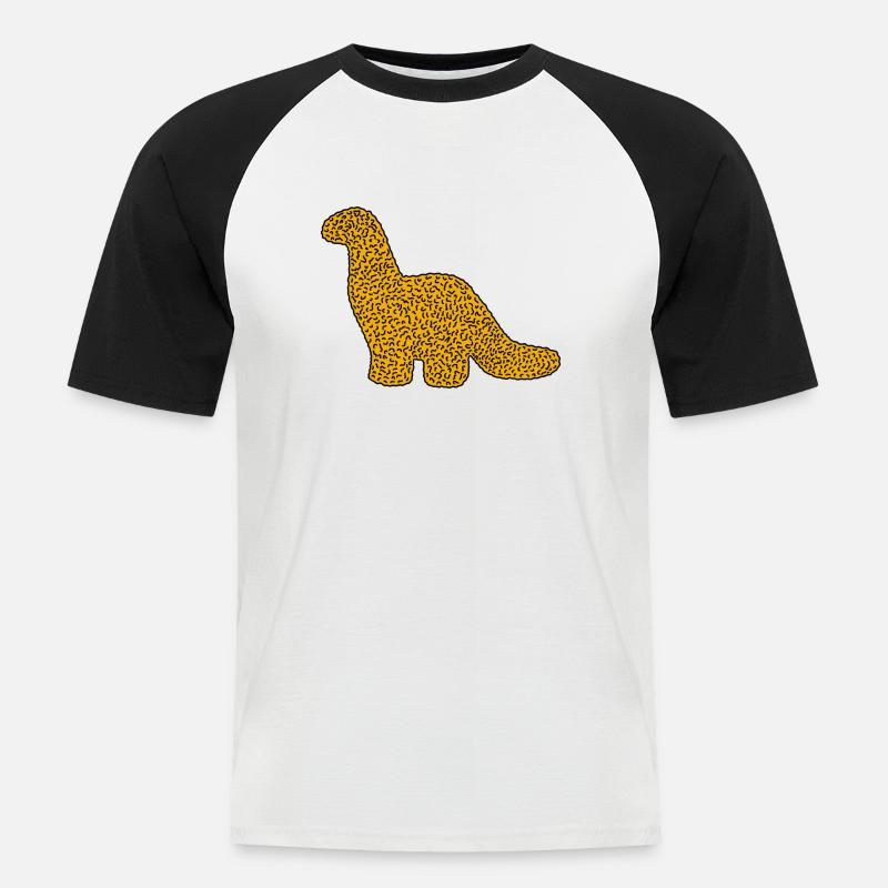 Brachiosaurus Dinonugget - Männer Baseball-T-Shirt - Weiß/Schwarz
