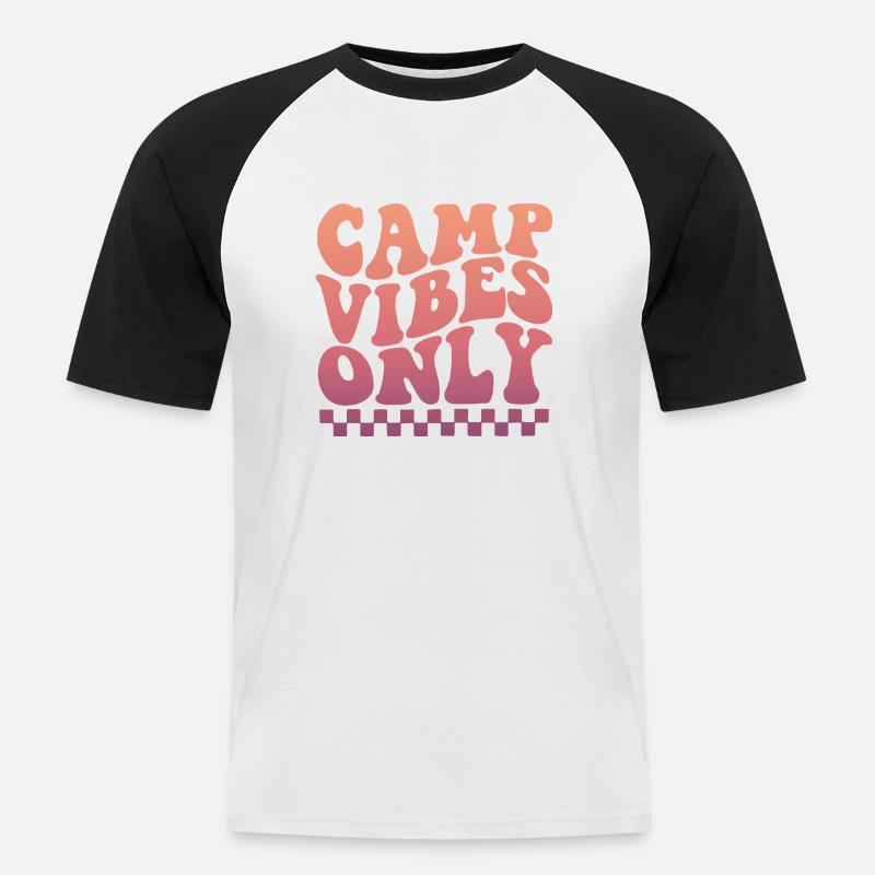 Camp Vibes Only - Männer Baseball-T-Shirt - Weiß/Schwarz