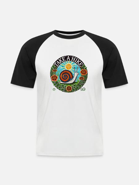 Wanderschnecke - Männer Baseball-T-Shirt - Weiß/Schwarz