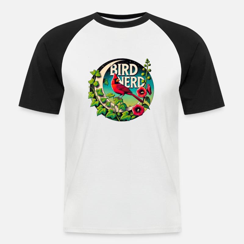 Vogel-Nerd - Männer Baseball-T-Shirt - Weiß/Schwarz