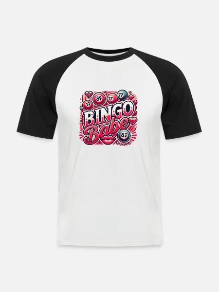 Bingo Babe - Männer Baseball-T-Shirt - Weiß/Schwarz