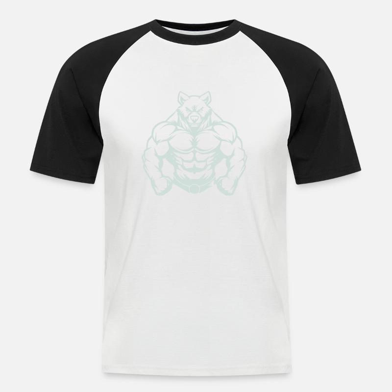 bär comic - Männer Baseball-T-Shirt - Weiß/Schwarz