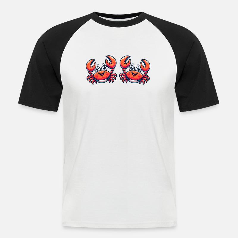 krabbe comic 2 - Männer Baseball-T-Shirt - Weiß/Schwarz