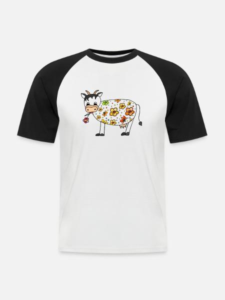 Vache - T-shirt baseball manches courtes Homme - blanc/noir